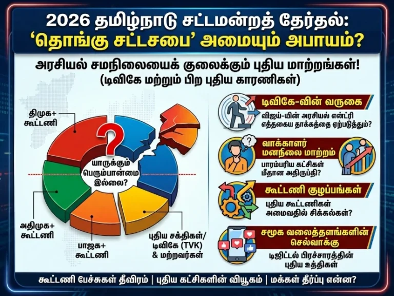 2026 தமிழ்நாடு தேர்தல்: ‘ தொங்கு சட்டசபை’வாய்ப்பு அதிகம்? – அரசியல் சமநிலையை குலைக்கும் புதிய மாற்றங்கள்!