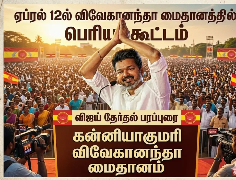 கன்னியாகுமரியில் விஜய் தேர்தல் பரப்புரை: ஏப்ரல் 12ல் விவேகானந்தா மைதானத்தில் பெரிய கூட்டம்