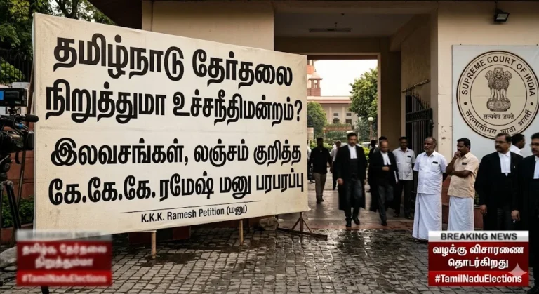 “Will the Supreme Court halt the Tamil Nadu elections? Petition by K.K.K. Ramesh on freebies and bribery creates a stir.”