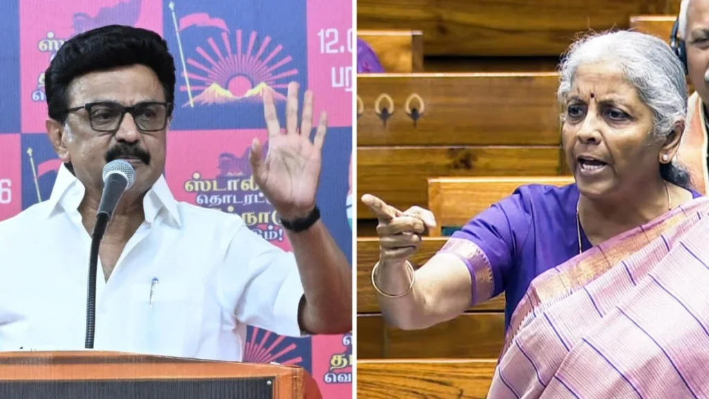 Nirmala Sitharaman accuses M. K. Stalin of creating a misleading narrative over the Tamil Nadu paddy bonus issue, intensifying the political debate