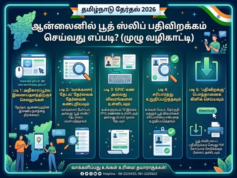 தமிழ்நாடு தேர்தல் 2026: Booth Slip ஆன்லைனில் எப்படி Download செய்வது? முழுமையான வழிகாட்டி 4 How to download Tamil Nadu Election 2026 booth slip online step by step voter guide India