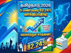 Tamil Nadu Assembly Election 2026 sees record-breaking 82.24% voter turnout by 5 PM, surpassing 2021 polling levels