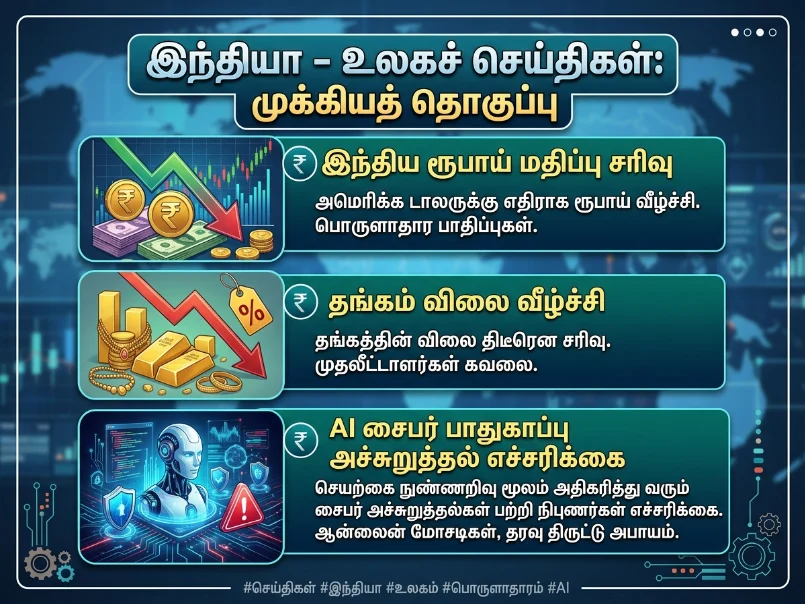 India & World News Roundup: Rupee decline, gold price drop, and AI-driven cyber threat warning – key headlines