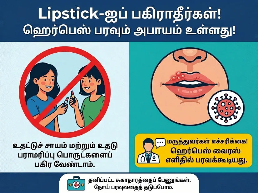 Lipstick  share பண்ணாதீங்க… Herpes பரவும் அபாயம்!