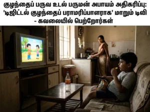 குழந்தைகள் உடல் பருமன் அபாயம் அதிகரிப்பு: டிவி ‘Digital Babysitter’ ஆக மாறும் பெற்றோர் பழக்கம் கவலை