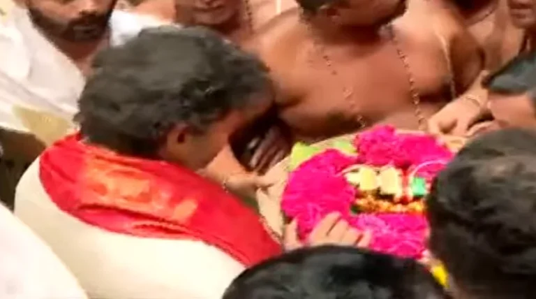 Actor Vijay offers prayers at Tiruchendur Murugan Temple during ‘Sathru Samhara Yagam’ ahead of vote counting, sparking political and spiritual buzz in Tamil Nadu.