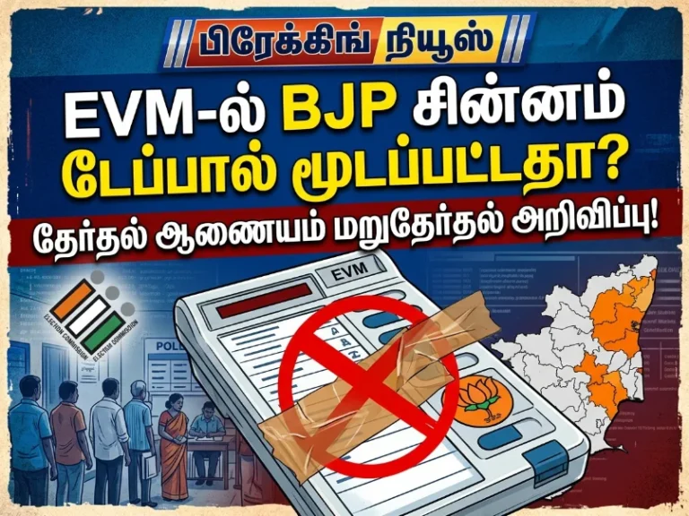 EVM-ல் BJP சின்னம் டேப்பால் மறைக்கப்பட்டதா? மறுவாக்குப்பதிவுக்கு தேர்தல் ஆணையம் அறிவிப்பு