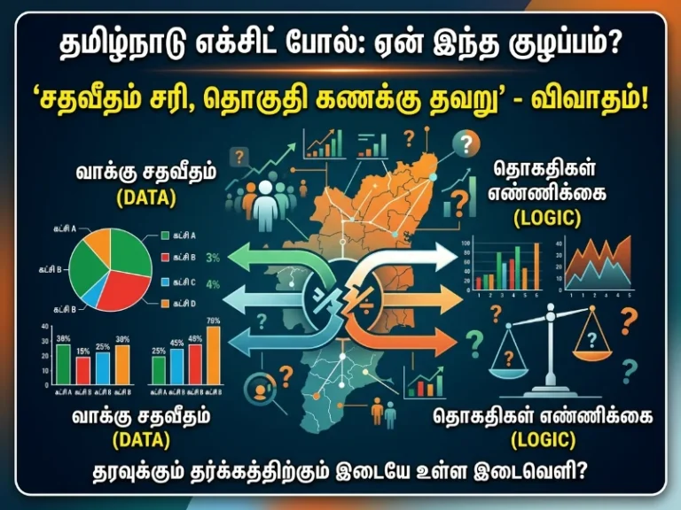 Tamil Nadu Exit Polls Confusion: Data vs Logic Debate – Are Vote Percentages Accurate but Seat Predictions Wrong?