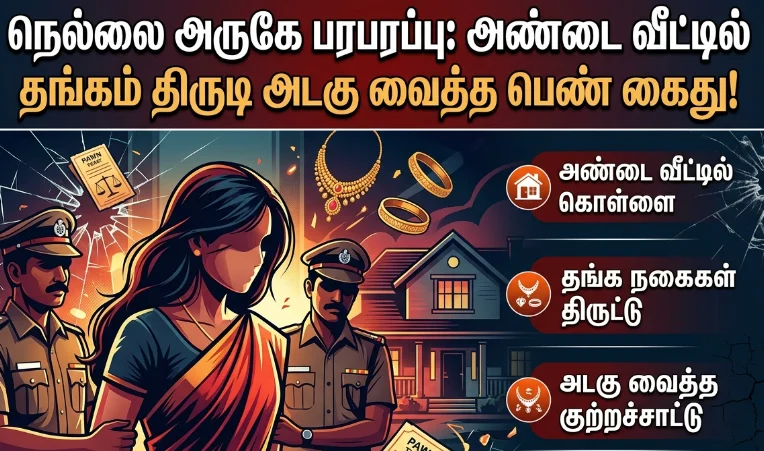 Woman Arrested for Stealing Gold Jewelry from Neighbor’s House Near Tirunelveli and Pawning It