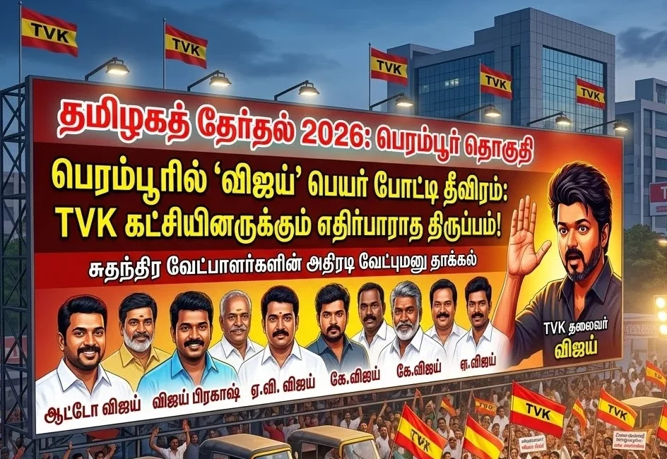 பெரம்பூரில் "விஜய்" பெயர் போட்டி தீவிரம்: TVK கட்சியினருக்கும் எதிர்பாராத திருப்பம்