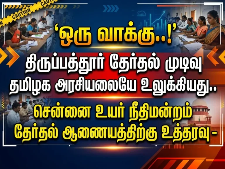 One Vote Shock in Tamil Nadu Politics: Tirupattur Election Result Triggers Madras High Court Order to ECI