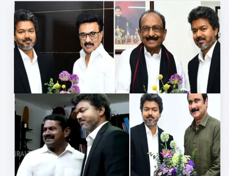 ஸ்டாலின் முதல் சீமான் வரை நேரில் சந்தித்த முதல்வர் விஜய்.. தமிழக அரசியலில் ஒரேநாளில் பேசுபொருளான சந்திப்புகள் 14 Tamil Nadu Chief Minister Vijay meets Stalin, Seeman and top political leaders in a single day, triggering major buzz across Tamil Nadu politics and 2026 election discussions
