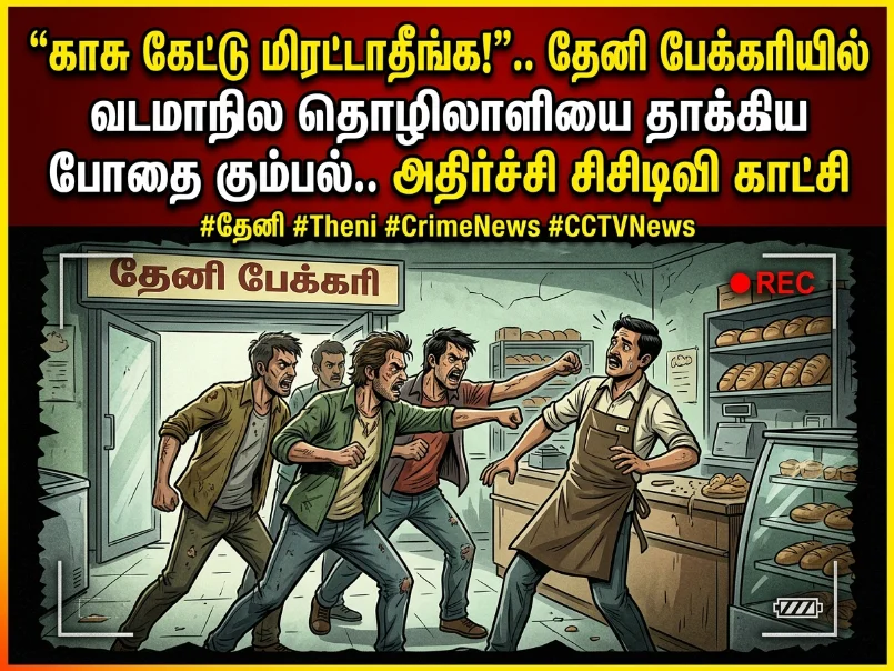“சிகரெட்டுக்கு காசு கேட்காதே!”.. தேனி பேக்கரியில் வடமாநில ஊழியரை தாக்கிய போதை கும்பல்.. அதிர்ச்சி CCTV காட்சி 1 image 248