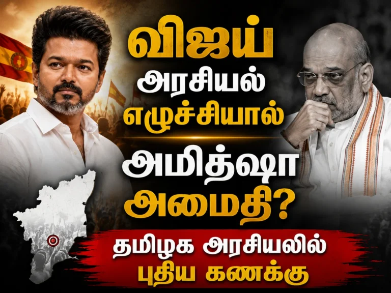 விஜய் அரசியல் எழுச்சியால் அமித்ஷா அமைதி? தமிழக அரசியலில் புதிய கணக்கு 20 Vijay’s political rise sparks new calculations in Tamil Nadu politics as Amit Shah maintains strategic silence ahead of the 2026 Assembly Election battle.