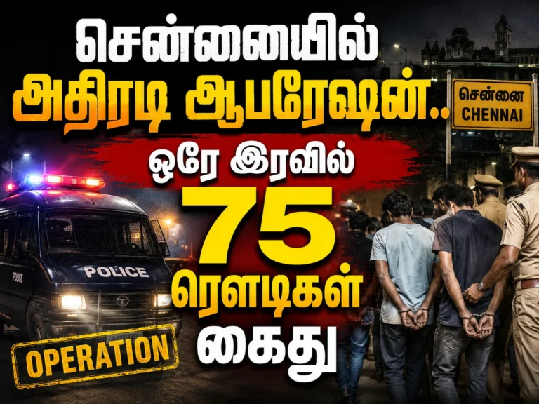 சென்னையில் அதிரடி ஆபரேஷன்.. ஒரே இரவில் 75 ரவுடிகள் கைது 17 Chennai Police launches midnight crackdown operation, arresting 75 rowdies in a massive overnight crime control drive across the city