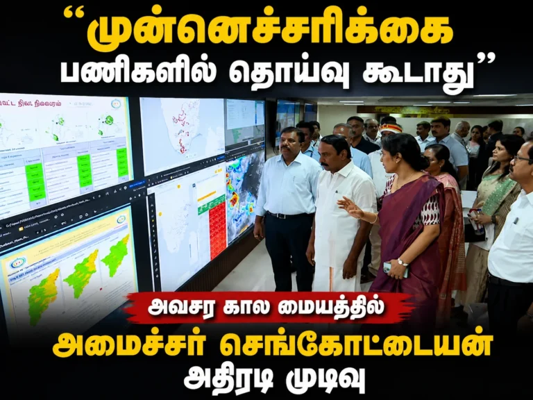 “முன்னெச்சரிக்கை பணிகளில் தொய்வு கூடாது”.. அவசர கால மையத்தில் அமைச்சர் செங்கோட்டையன் அதிரடி முடிவு 10 “முன்னெச்சரிக்கை பணிகளில் தொய்வு கூடாது” - அவசர கால மையத்தில் அமைச்சர் கே.ஏ. செங்கோட்டையன் திடீர் ஆய்வு