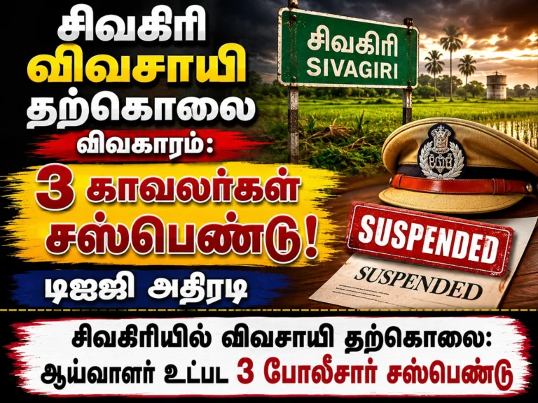 சிவகிரி விவசாயி தற்கொலை விவகாரம்: 3 காவலர்கள் சஸ்பெண்டு - டிஐஜி அதிரடி சிவகிரியில் விவசாயி தற்கொலை: ஆய்வாளர் உட்பட 3 போலீசார் சஸ்பெண்டு 15 image 519