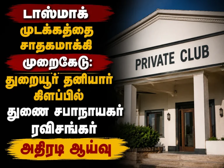 டாஸ்மாக் முடக்கத்தை சாதகமாக்கி முறைகேடு: துறையூர் தனியார் கிளப்பில் துணை சபாநாயகர் ரவிசங்கர் அதிரடி ஆய்வு 8 TASMAC Shutdown Misuse Exposed: Deputy Speaker Ravishankar Conducts Surprise Inspection at Thuraiyur Private Club
