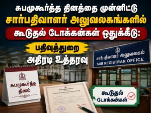 Special Muhurtham Day Rush: Extra Tokens Allocated at Sub-Registrar Offices Across Tamil Nadu