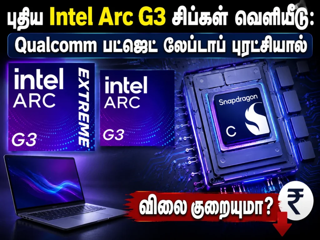 புதிய Intel Arc G3 சிப்கள் வெளியீடு: Qualcomm பட்ஜெட் லேப்டாப் புரட்சியால் விலை குறையுமா? 1 image 589