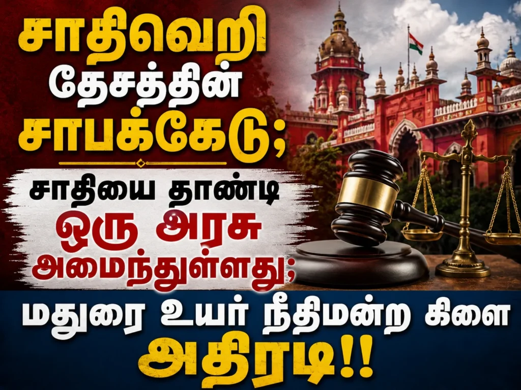சாதிவெறி தேசத்தின் சாபக்கேடு; சாதியை தாண்டி ஒரு அரசு அமைந்துள்ளது; மக்களின் மனமாற்றமே உண்மையான ஜனநாயகம்: மதுரை உயர் நீதிமன்ற கிளை அதிரடி!! 1 image 165