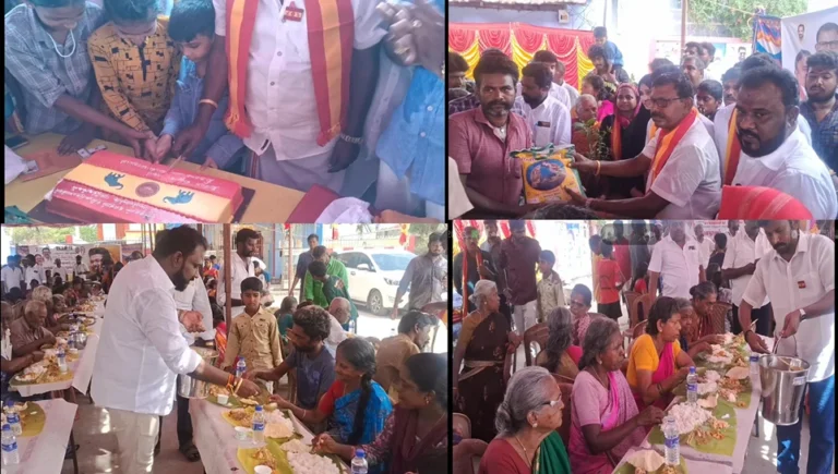 முதல்வர் விஜய் பிறந்தநாள்: நெல்லையில் தவெக சார்பில் 1000 பேருக்கு அன்னதானம் 13 Chief Minister Vijay Birthday Celebration: TVK Organises Annadhanam for 1,000 People in Tirunelveli