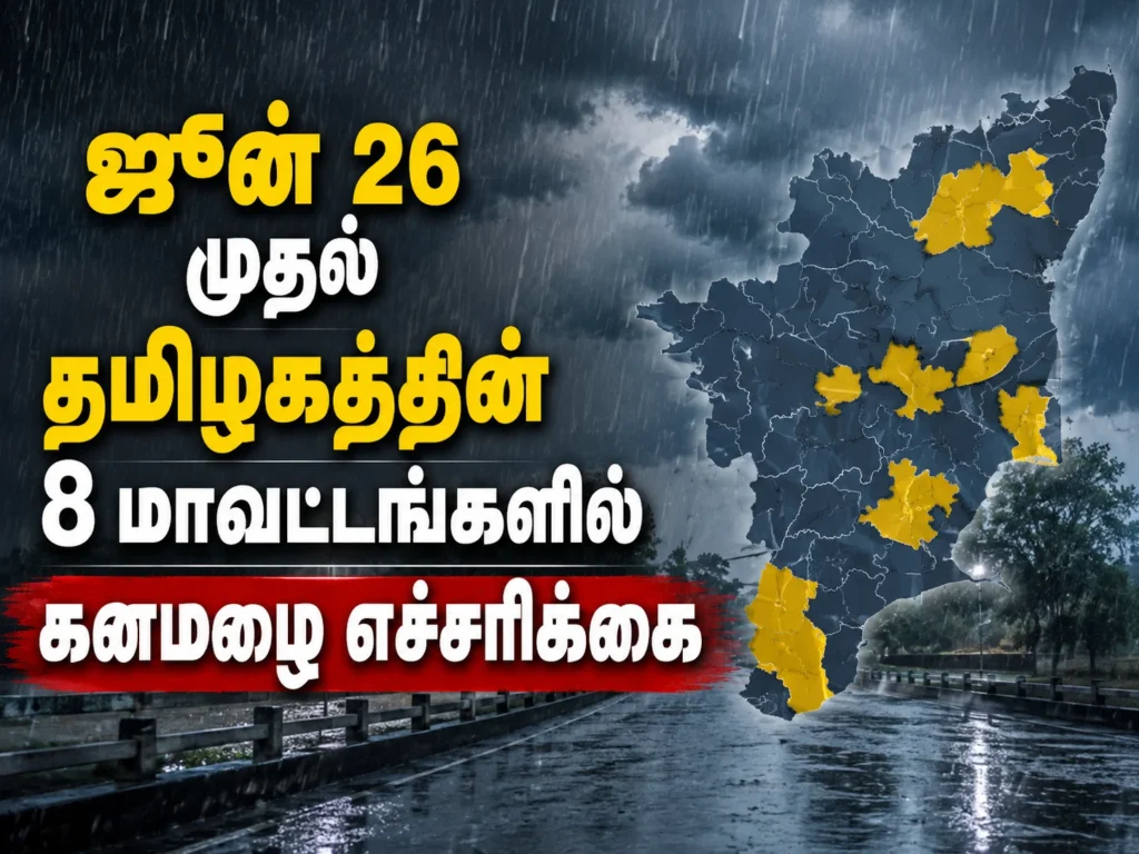 ஜூன் 26 முதல் தமிழகத்தின் 8 மாவட்டங்களில் கனமழை எச்சரிக்கை 1 image 330