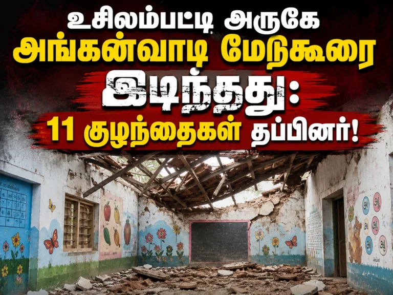 Anganwadi Roof Collapses Near Usilampatti; 11 Children Escape Unhurt in Narrow Miss