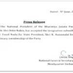 Annamalai Officially Resigns from BJP as National Leadership Accepts His Resignation