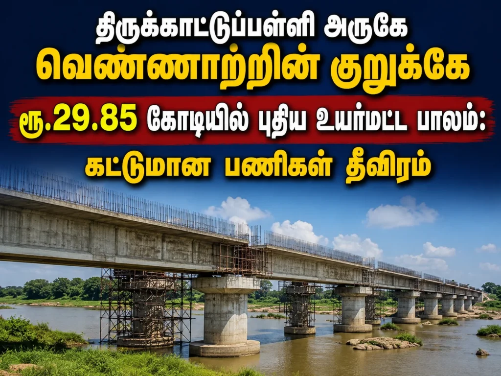 திருக்காட்டுப்பள்ளி அருகே வெண்ணாற்றின் குறுக்கே ரூ.29.85 கோடியில் புதிய உயர்மட்ட பாலம்: கட்டுமான பணிகள் தீவிரம் 1 New ₹29.85 Crore High-Level Bridge Across Vennar River Near Thirukattupalli Moves Ahead at Rapid