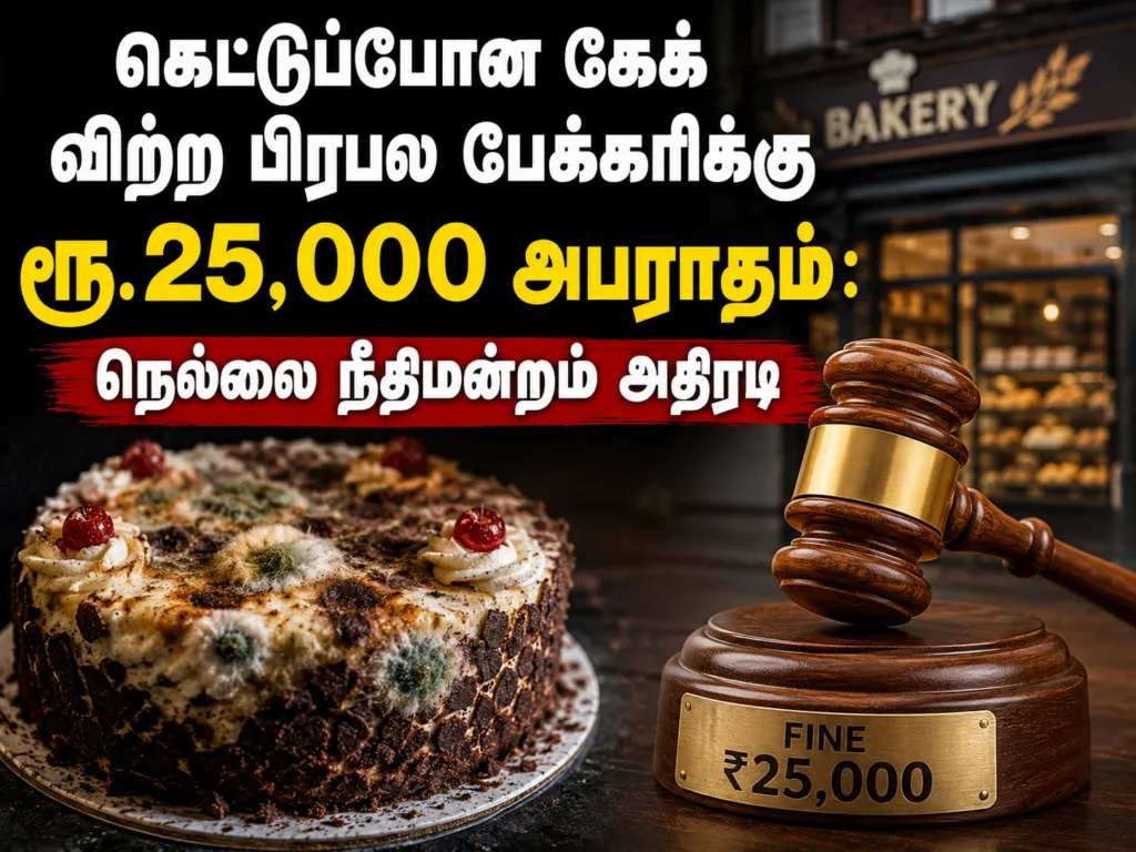 கெட்டுப்போன கேக் விற்ற பிரபல பேக்கரிக்கு ரூ.25,000 அபராதம்: நெல்லை நீதிமன்றம் அதிரடி 6 Tirunelveli Court Imposes Rs 25,000 Fine on Popular Bakery for Selling Spoiled Cake to Customers