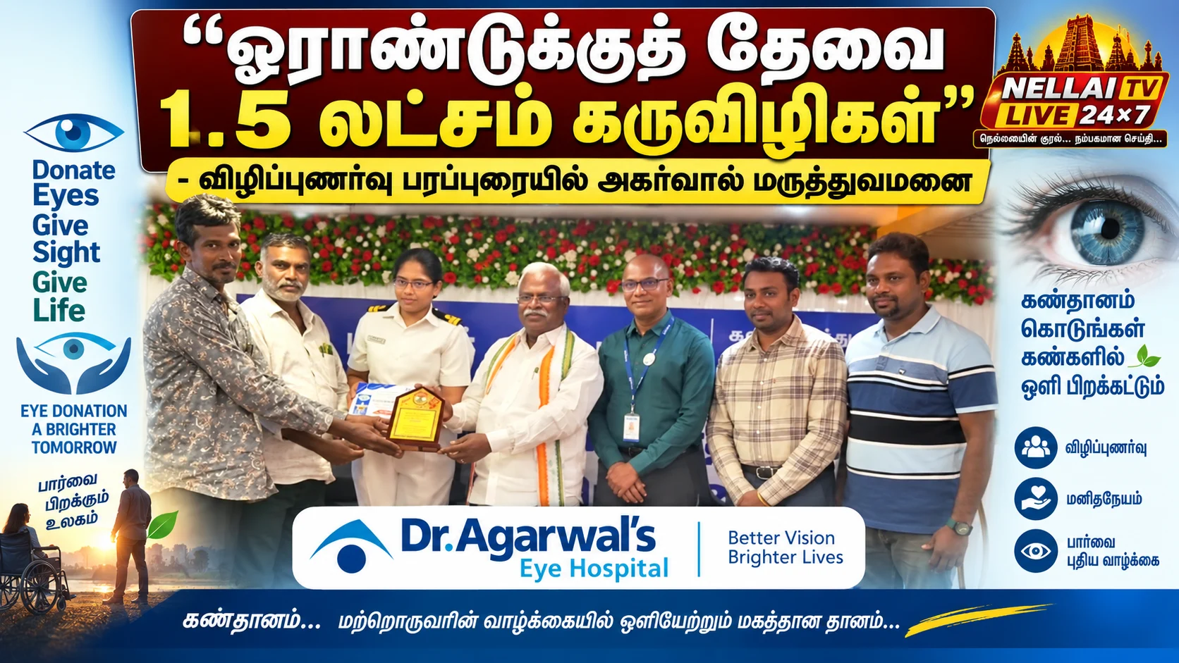 "ஓராண்டுக்குத் தேவை 1.5 லட்சம் கருவிழிகள்" - விழிப்புணர்வு பரப்புரையில் அகர்வால் மருத்துவமனை.. 3 file 00000000452881fa9a85971f7aa1e6a7